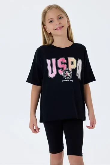 4-15 Yaş Lisanslı Us Polo Assn Kız Çocuk Takım-Siyah