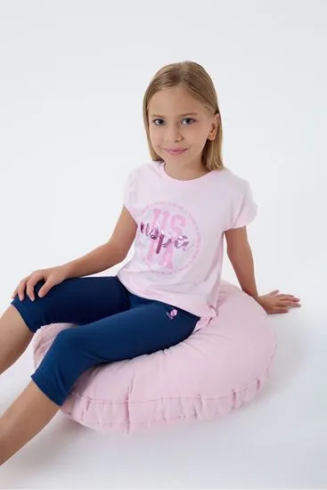 4-15 Yaş Lisanslı Us Polo Assn Kız Çocuk Takım-Pembe