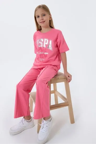 4-15 Yaş Lisanslı Us Polo Assn Kız Çocuk Takım-Pembe
