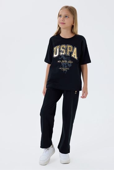 4-15 Yaş Lisanslı Us Polo Assn Kız Çocuk Takım-Siyah