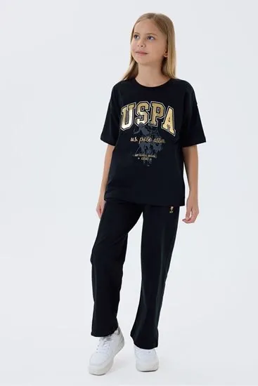 4-15 Yaş Lisanslı Us Polo Assn Kız Çocuk Takım-Siyah