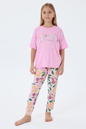 4-15 Yaş Lisanslı Us Polo Assn Kız Çocuk Takım-Pembe