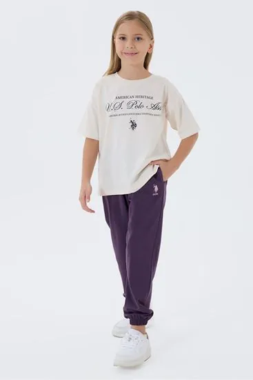4-15 Yaş Lisanslı Us Polo Assn Kız Çocuk Takım-Latte