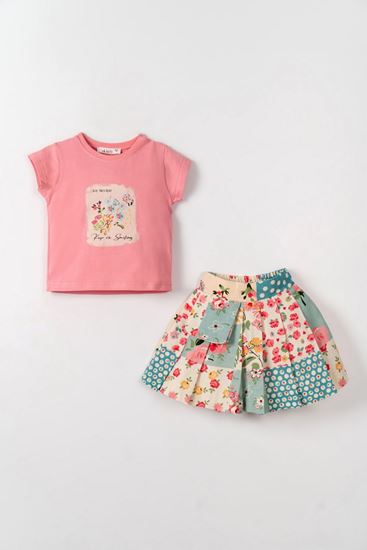 1-4 Yaş Arya Girl Kız Çocuk Etekli Takım-Pembe