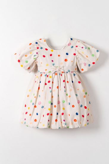 1-4 Yaş Happy Lina Kız Çocuk Elbise-Ekru