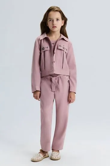 8-14 Yaş Lovely Lux Kız Çocuk 3'Lü Takım-Pembe
