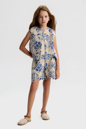 8-14 Yaş Nira Velvet Kız Çocuk Takım-Mavi