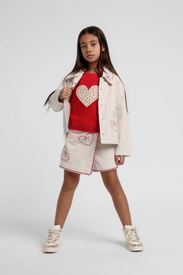 5-14 Yaş Love Ribbon Şort Etekli 3'Lü Takım-Latte