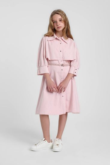 5-14 Yaş Mahra Rana Kız Çocuk Elbise-Şeker Pembe