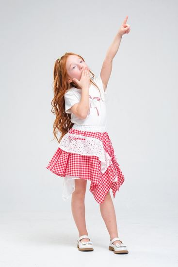 4-8 Yaş Navy Firuze Kız Çocuk Takım-Kırmızı