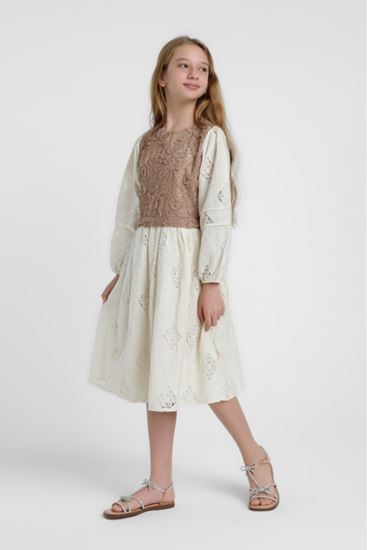 5-14 Yaş Sofia Marie Kız Çocuk Elbise-Latte