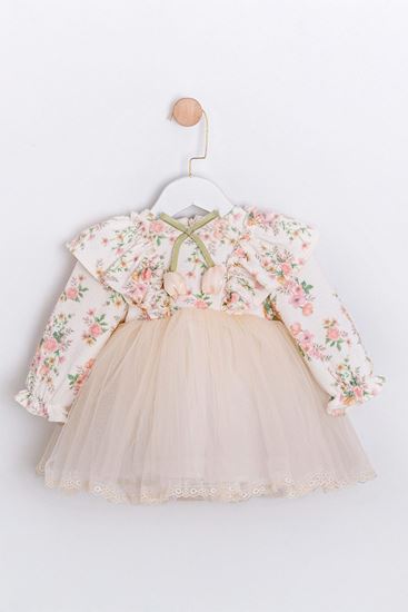 9-24 Aylık Fıorı Macha Kız Bebek Elbise-Latte