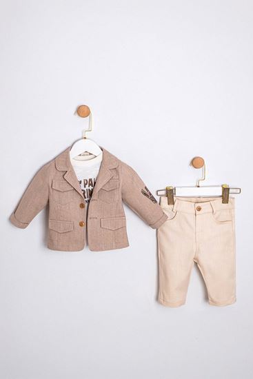 9-24 Aylık Prime Prince Erkek Bebek 3'Lü Takım-Latte