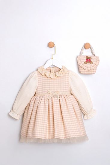 2-5 Yaş Mommy's Love Kız Çocuk Elbise-Pudra