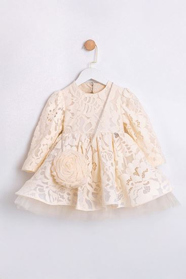 2-5 Yaş Baby Doll Kız Çocuk Elbise-Ekru