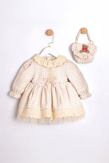 9-24 Aylık Vıvıenne Kız Bebek Çantalı Elbise-Mavi