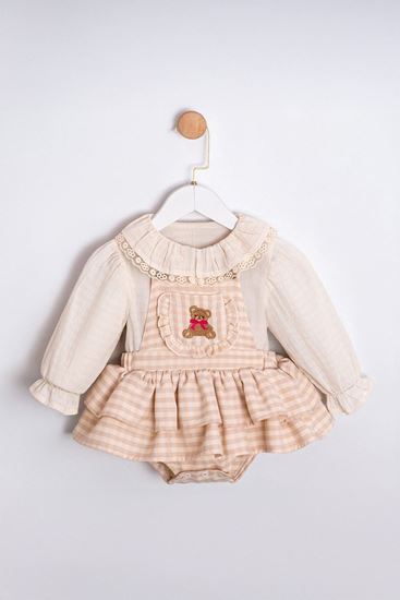 6-18 Aylık Happy Bear Kız Bebek Takım-Kahverengi