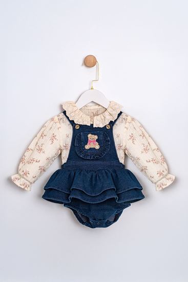 6-18 Aylık Jeane Bear Kız Bebek Takım-İndigo