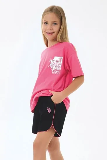 4-15 Yaş Lisanslı Us Polo Assn Kız Çocuk Takım-Pembe