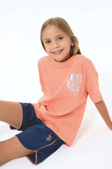 4-15 Yaş Lisanslı Us Polo Assn Kız Çocuk Takım-Somon