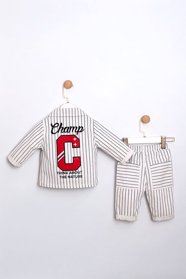 9-24 Aylık Prince Leo Erkek Bebek 3'Lü Takım-Ekru