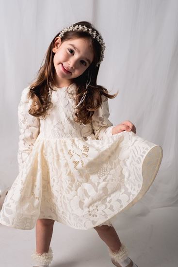2-5 Yaş Baby Doll Kız Çocuk Elbise-Ekru