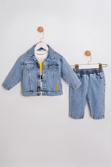 9-24 Aylık Bunny Boy Erkek Bebek 3'Lü Takım-Mavi