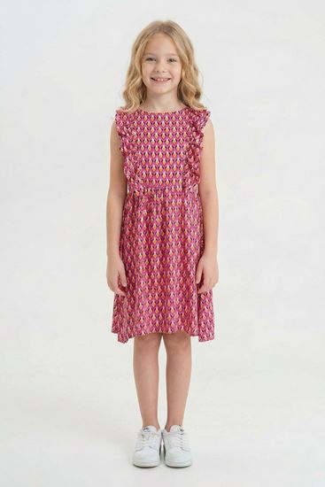 6-9 Yaş Elfida Kız Çocuk Elbise -Fuşya-