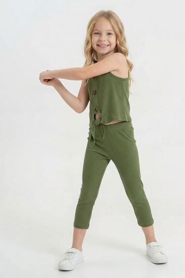 6-9 Yaş Sporlife Tennis Kız Çocuk Taytlı Takım -Haki-