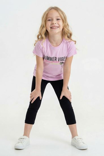6-9 Yaş Summer Vibes Kız Çocuk Takım-Lila