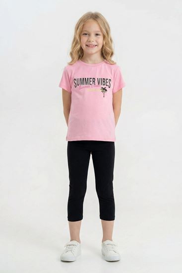 6-9 Yaş Summer Vibes Kız Çocuk Takım-Pembe
