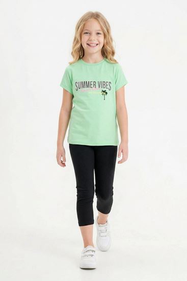 6-9 Yaş Summer Vibes Kız Çocuk Takım-Yeşil