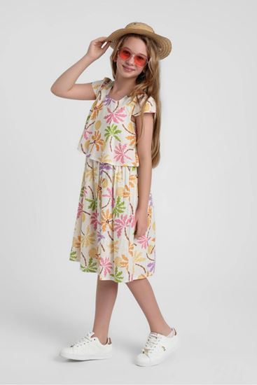 5-14 Yaş Clara Bloom Kız Çocuk Elbise-Latte