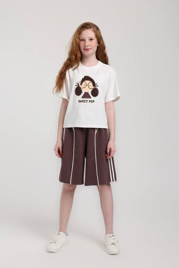 5-14 Yaş Sweet Pop Kız Çocuk Takım-Kahverengi