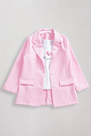 9-14 Yaş Magnolia Kız Çocuk Blazer Ceket-Şeker Pembe
