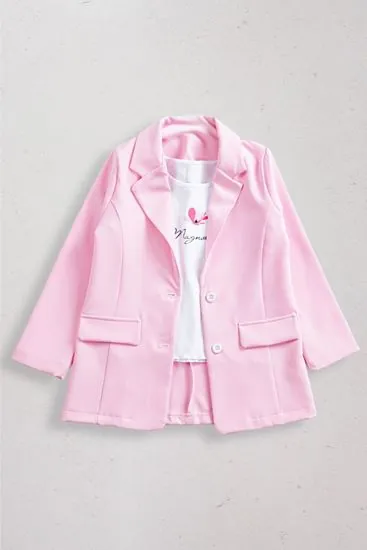 9-14 Yaş Magnolia Kız Çocuk Blazer Ceket-Şeker Pembe