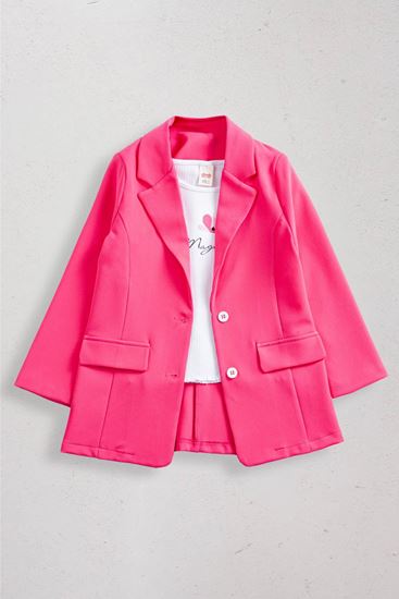 9-14 Yaş Magnolia Kız Çocuk Blazer Ceket-Fuşya