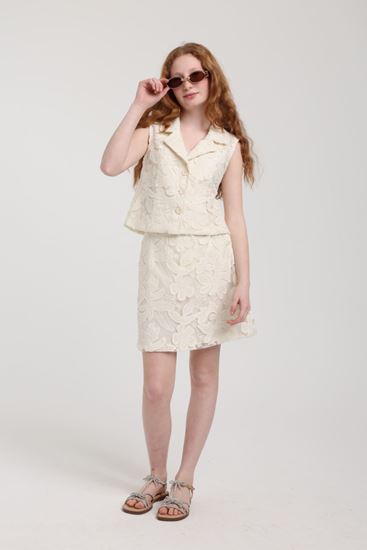 8-14 Yaş Berceste Lara Kız Çocuk Şortlu Takım-Latte