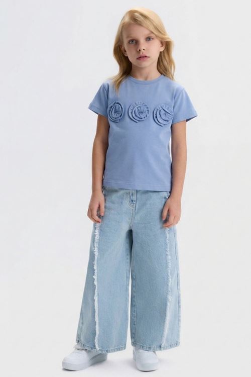 4-8 Yaş Lina Mini Kız Çocuk T-Shirt-Mavi