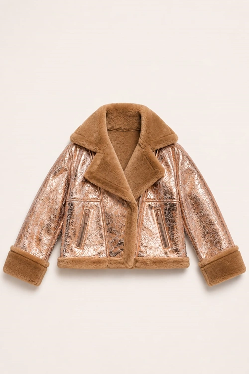 8-14 Yaş Luxe Glimmer Kız Çocuk Mont-Bakır