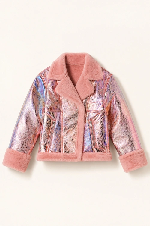 8-14 Yaş Luxe Glimmer Kız Çocuk Mont-Pembe