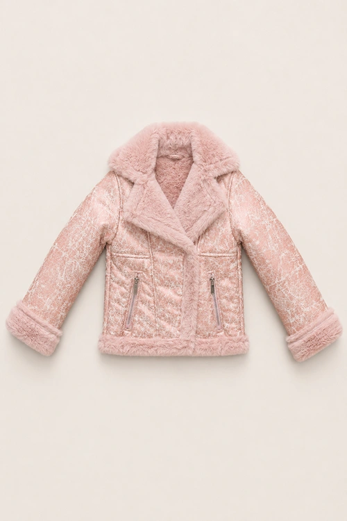 8-14 Yaş Luxe Glimmer Kız Çocuk Mont-Şeker Pembe