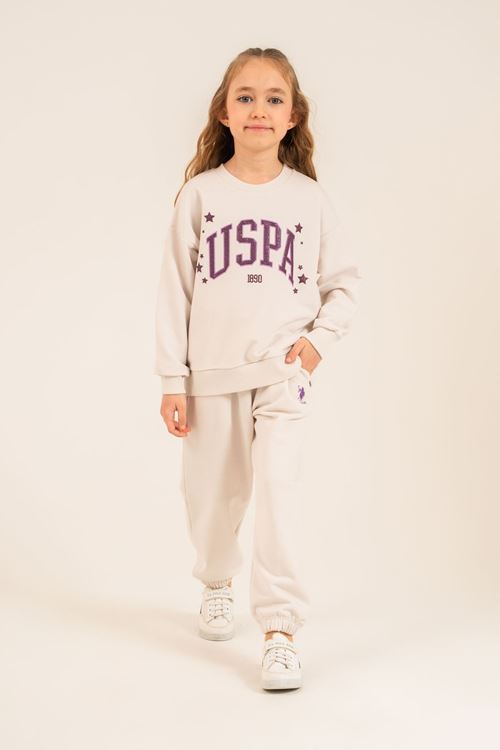 4-14 Yaş Lisanslı Us Polo Assn Kız Çocuk Takım-Latte