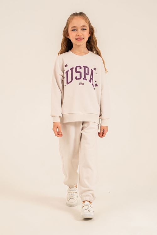 4-14 Yaş Lisanslı Us Polo Assn Kız Çocuk Takım-Latte