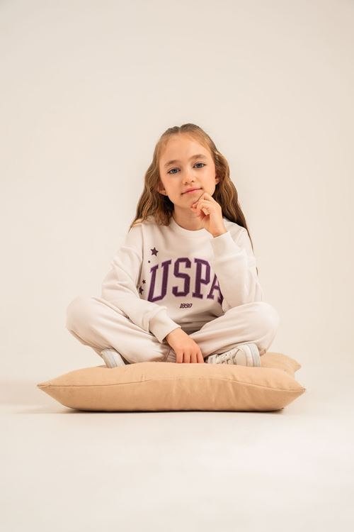 4-14 Yaş Lisanslı Us Polo Assn Kız Çocuk Takım-Latte