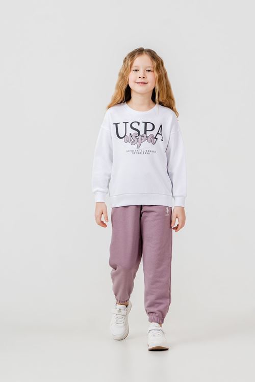 4-15 Yaş Lisanslı Us Polo Assn Kız Çocuk Takım-Ekru