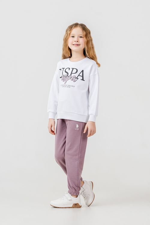 4-15 Yaş Lisanslı Us Polo Assn Kız Çocuk Takım-Ekru