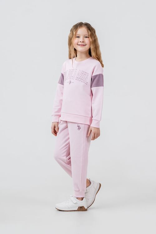 4-14 Yaş Lisanslı Us Polo Assn Kız Çocuk Takım-Pembe