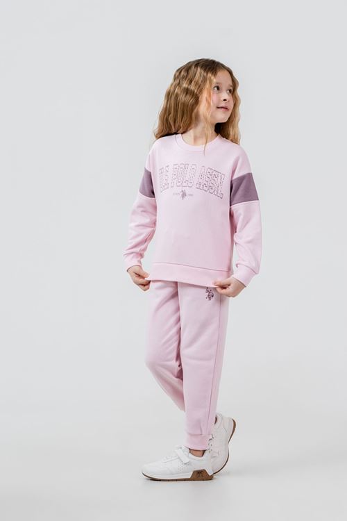 4-14 Yaş Lisanslı Us Polo Assn Kız Çocuk Takım-Pembe