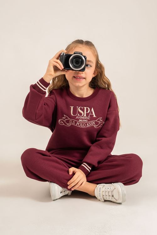 4-14 Yaş Lisanslı Us Polo Assn Kız Çocuk Takım-Mürdüm